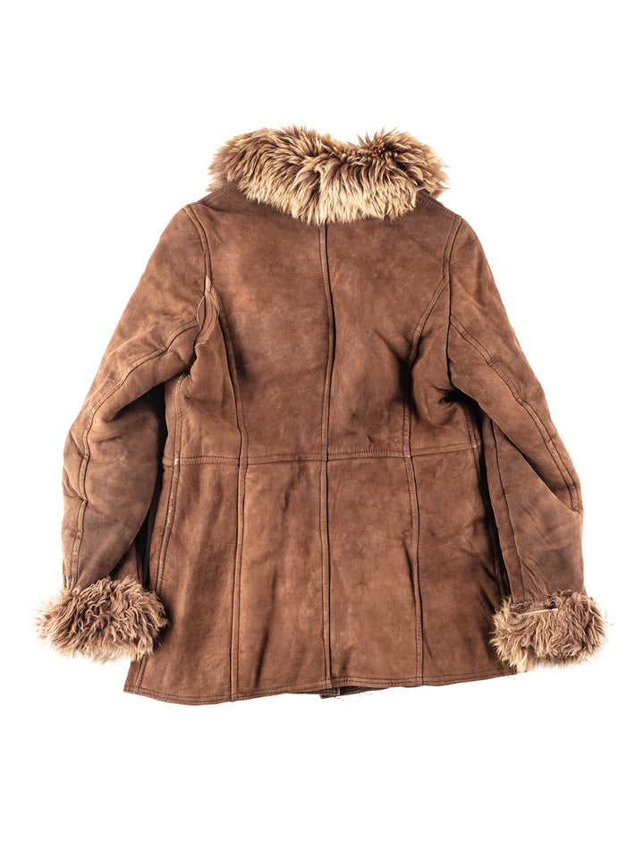 Vintage 70's Women Sheepskin Coat in Brown