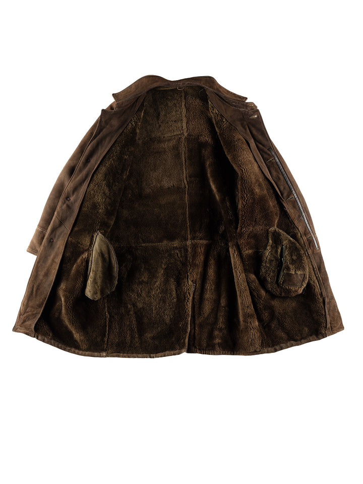 Vintage 80's Men Sheepskin Coat in BrownVN754