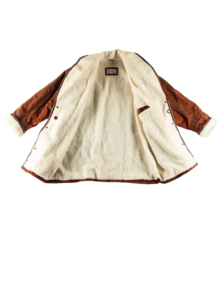 Vintage 80's Women Faux Sheepskin Coat in BrownMN673