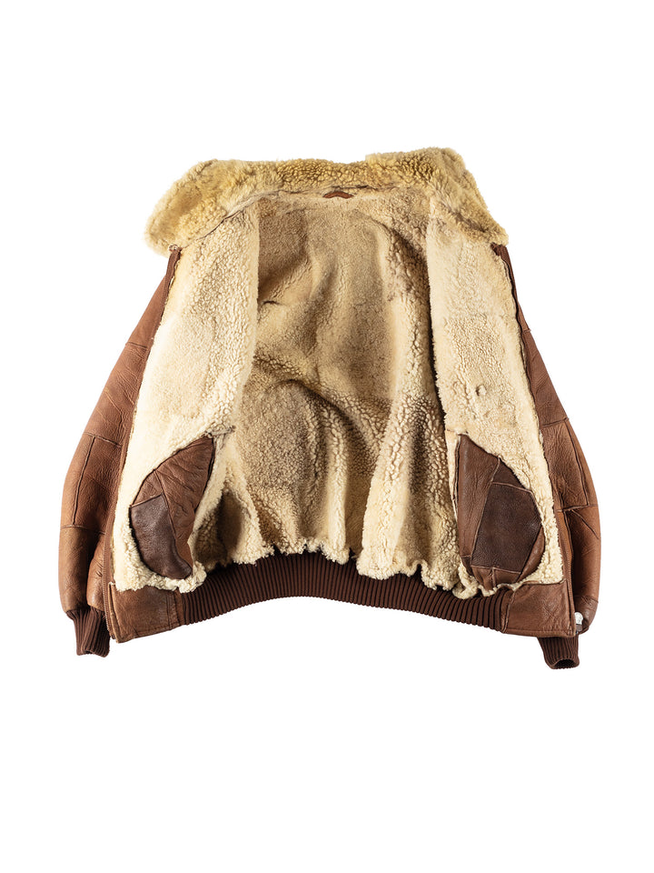 Vintage 80's Men Sheepskin Jacket in BrownVN408
