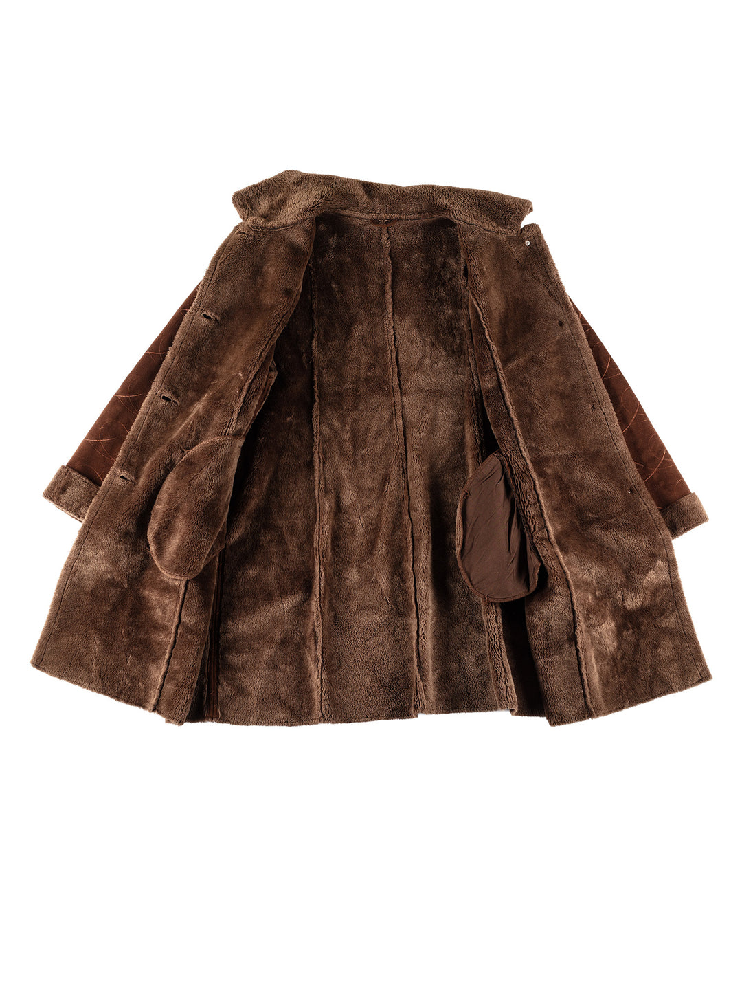 Vintage 80's Women Faux Sheepskin Coat in BrownMN455