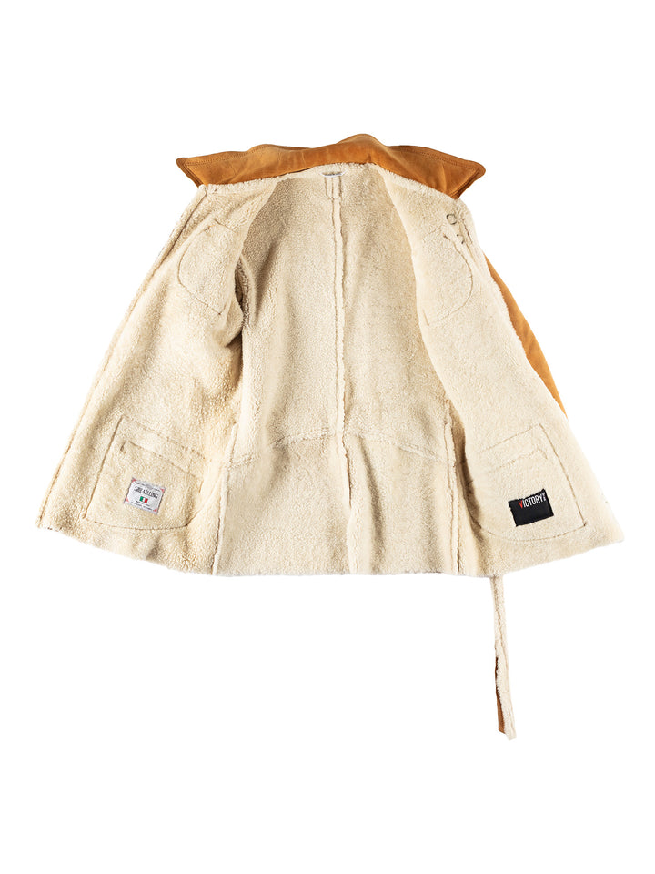 Vintage 80's Women Sheepskin Jacket in BrownMN706