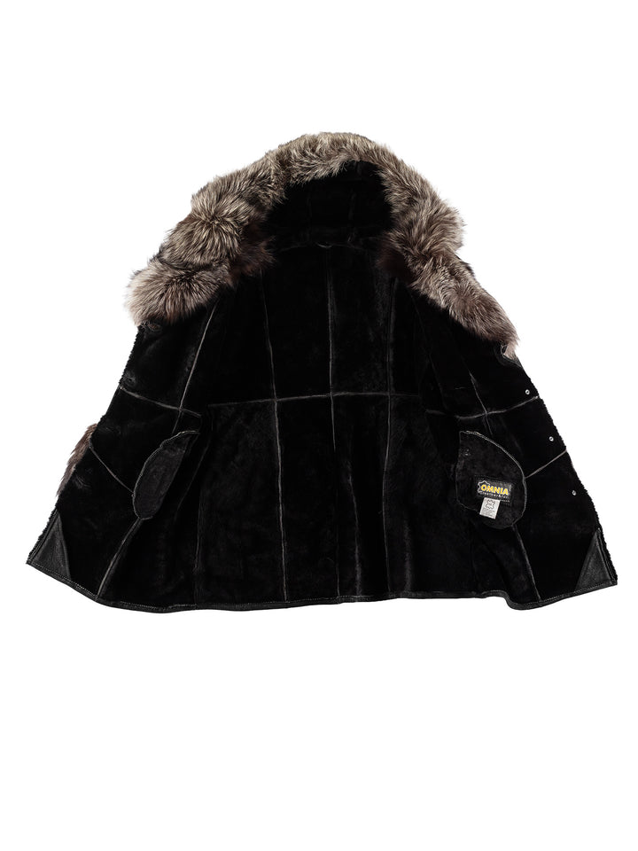 Vintage 70's Women Sheepskin Coat in BlackMN491