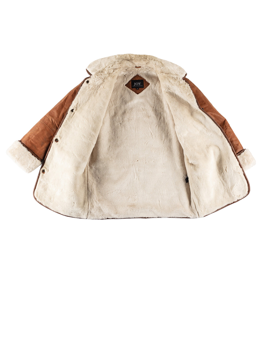 Vintage 80's Women Faux Sheepskin Coat in BrownMN358
