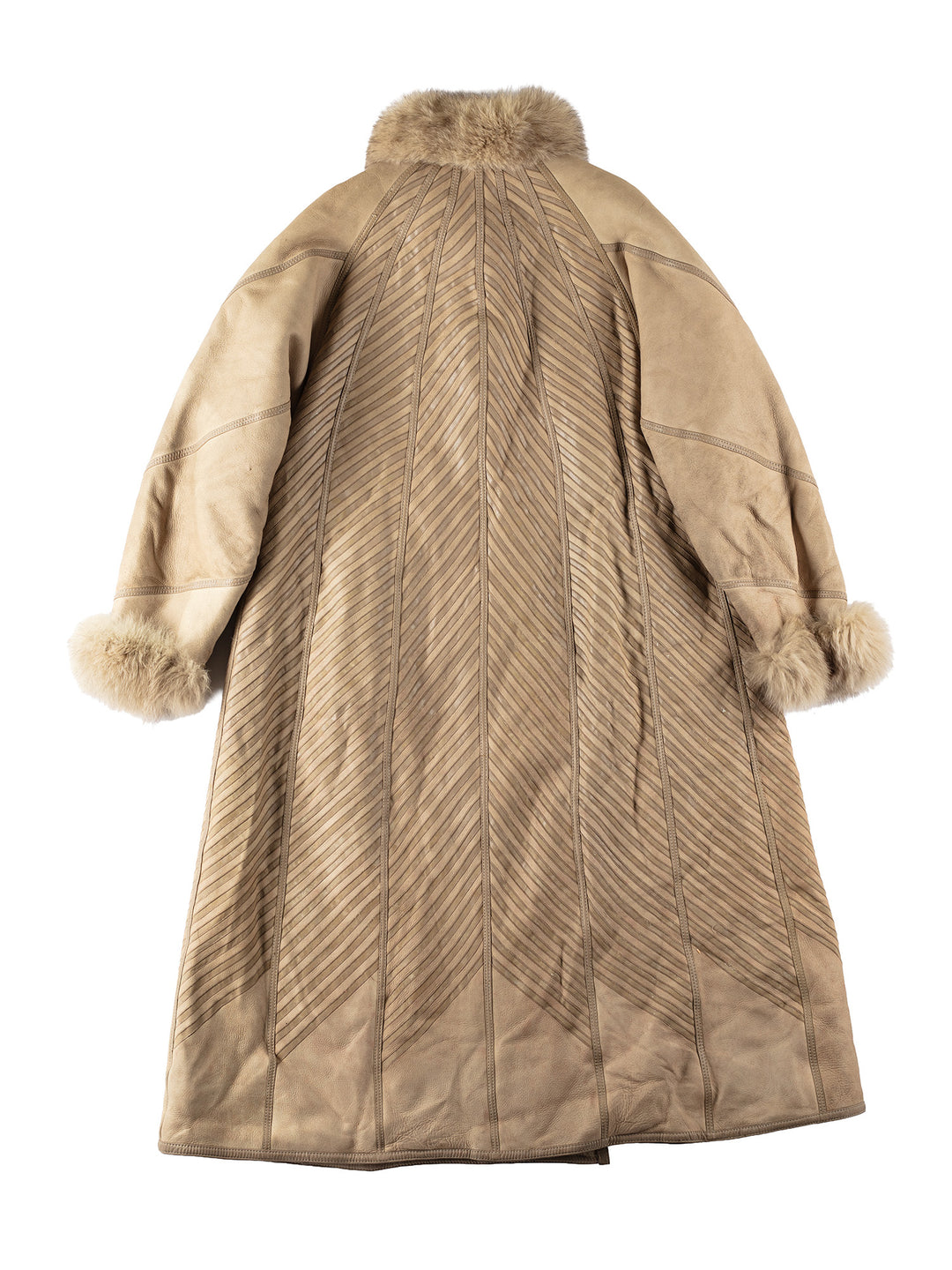 Vintage 90's Women Sheepskin Coat in Beige