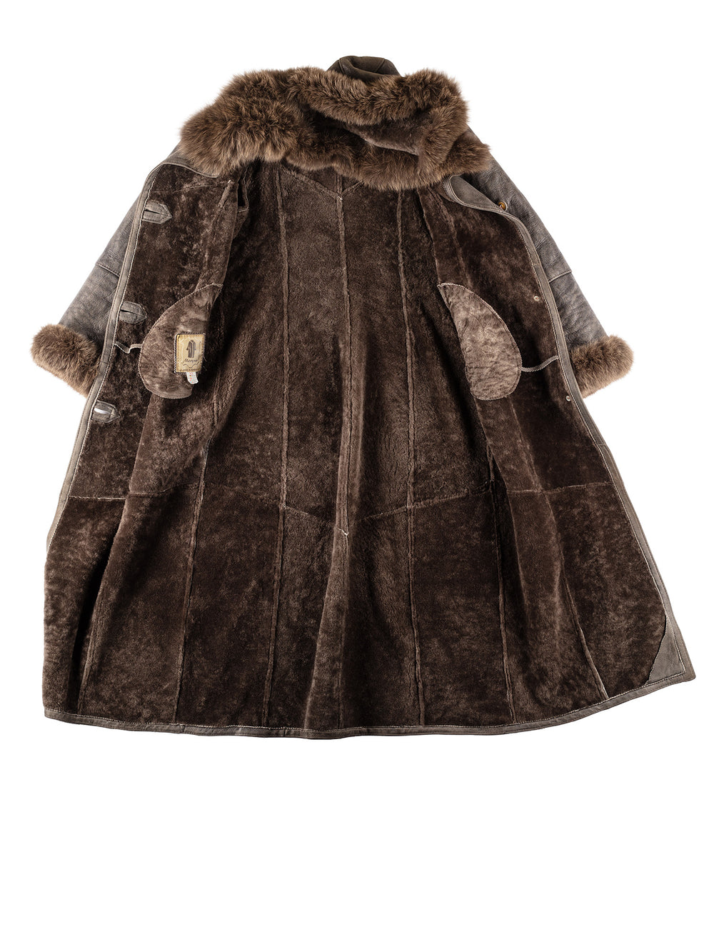 Vintage 70's Women Sheepskin Coat in GrayMN293