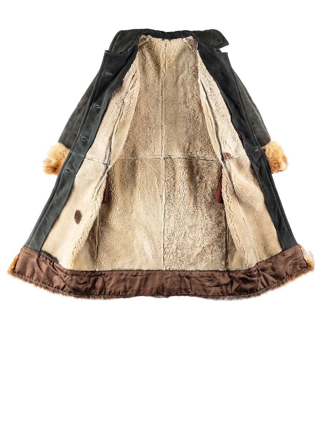 Vintage 70's Women Sheepskin Coat in GreenMN806