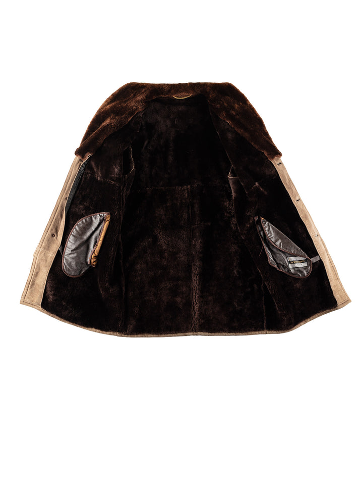 Vintage 80's Men Sheepskin Coat in BeigeVN394