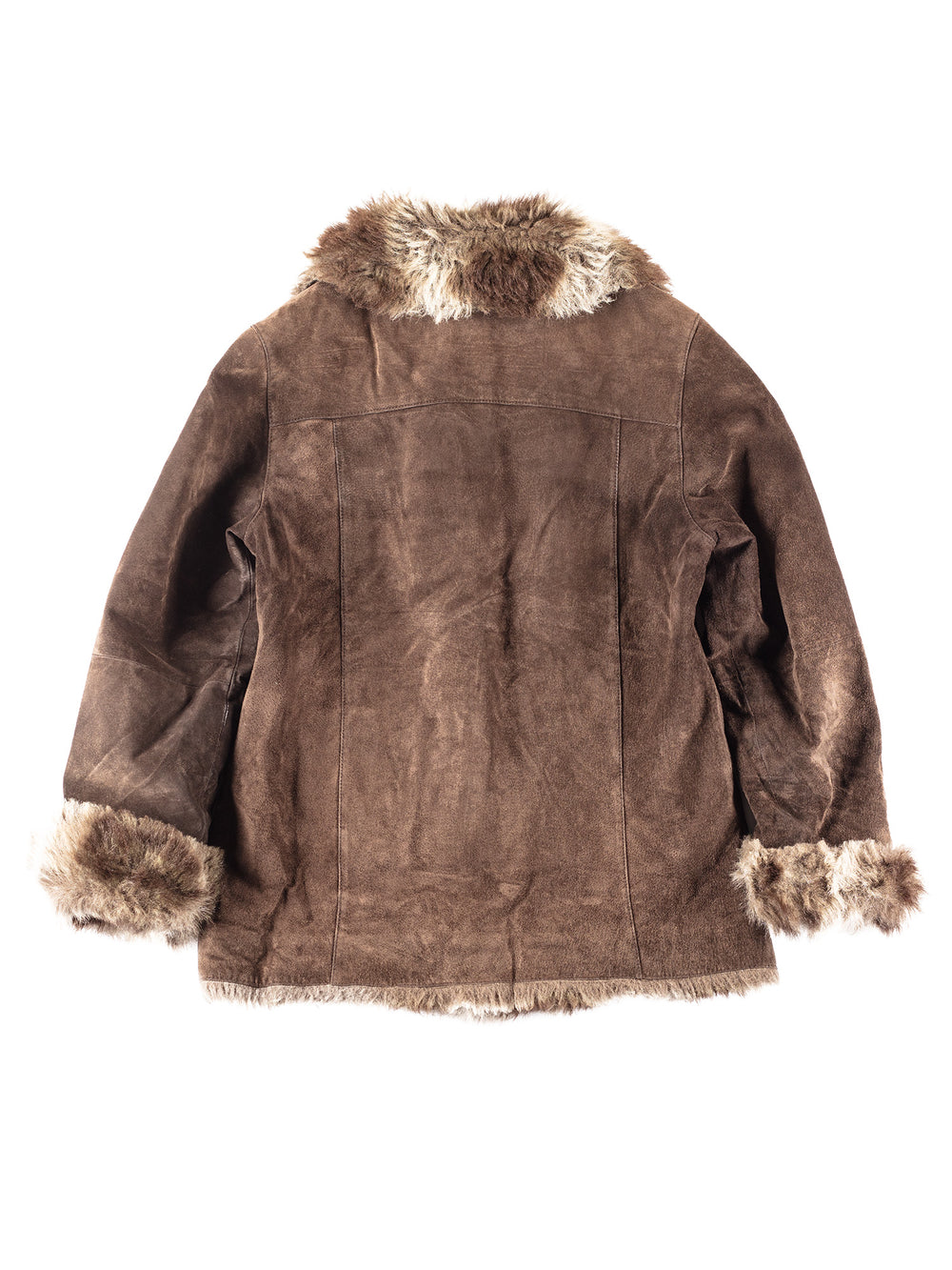 Vintage 90's Women Faux Sheepskin Coat in Brown