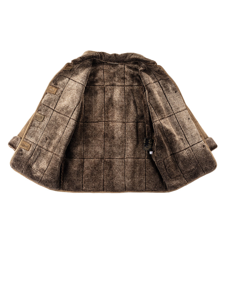 Vintage 80's Women Faux Sheepskin Coat in BrownMN376