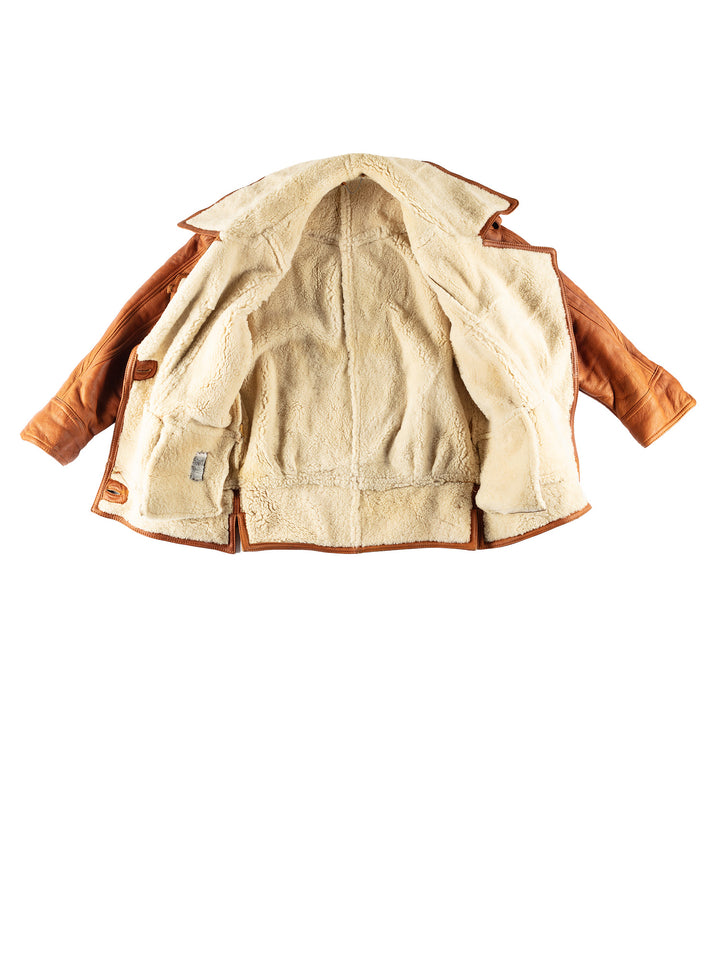 Vintage 80's Women Sheepskin Coat in BrownMN782