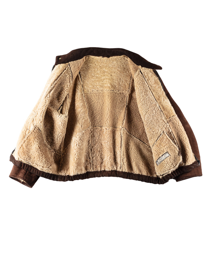 Vintage 80's Men Sheepskin Jacket in BrownVN423