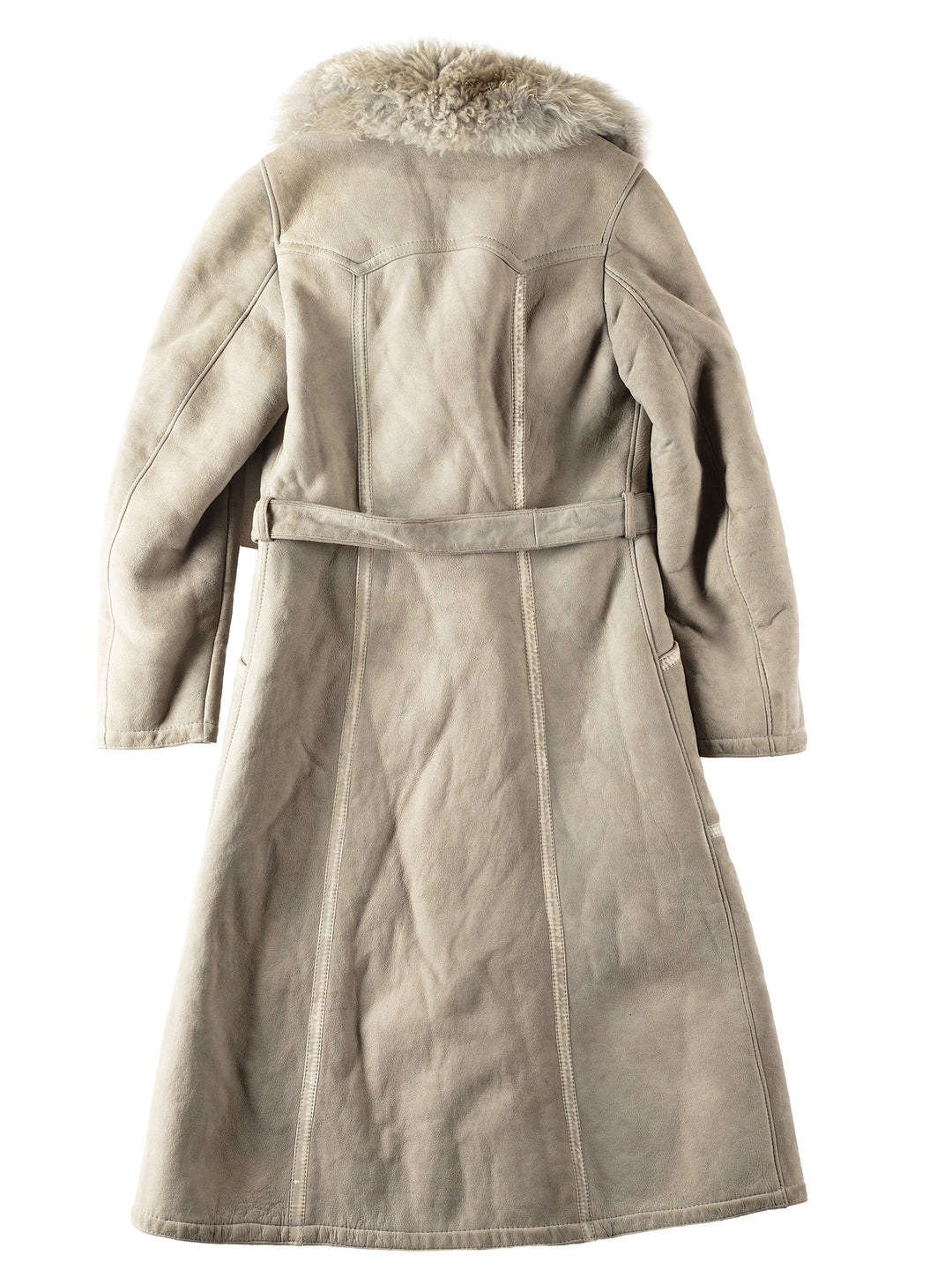 Vintage 70's Women Sheepskin Shearling Coat in Gray
