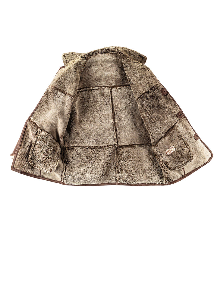 Vintage 80's Men Sheepskin Coat in BrownVN368