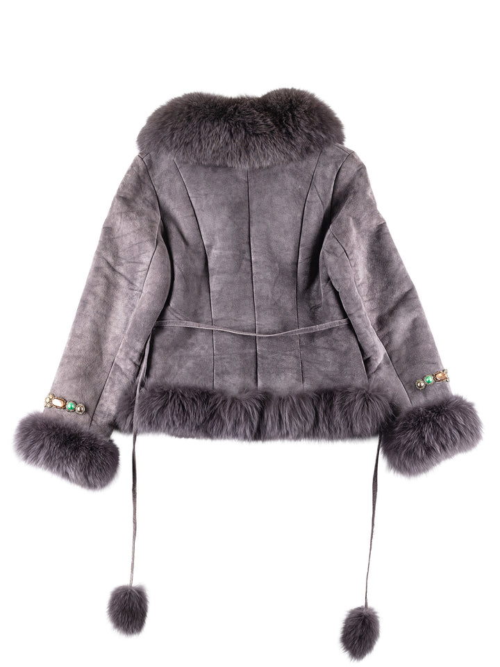 Vintage 00's Women Sheepskin Coat in Purple