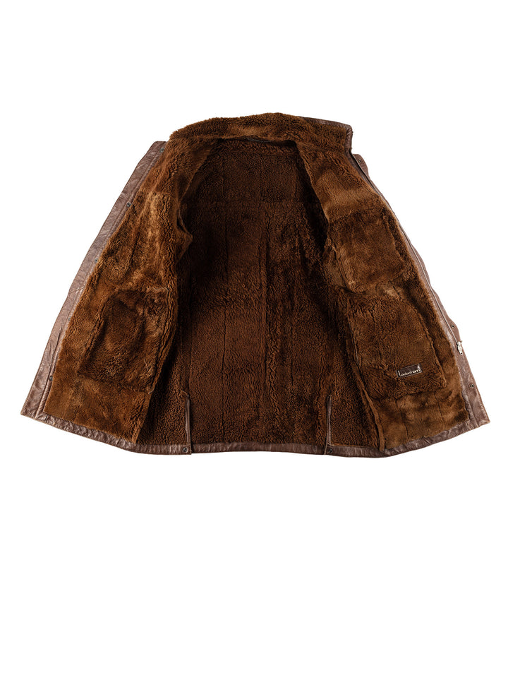 Vintage 80's Men Sheepskin Coat in BrownVN573