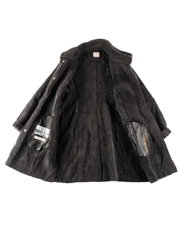 Vintage 80's Women Sheepskin Coat in GrayMN473