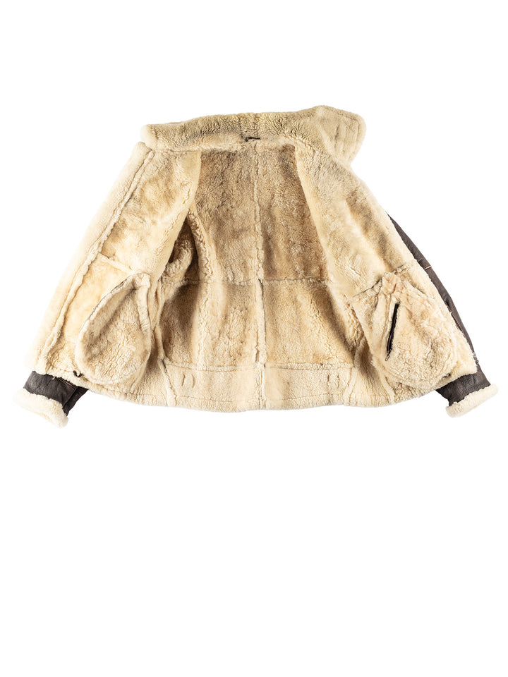Vintage 80's Men Sheepskin Jacket in BrownVN784