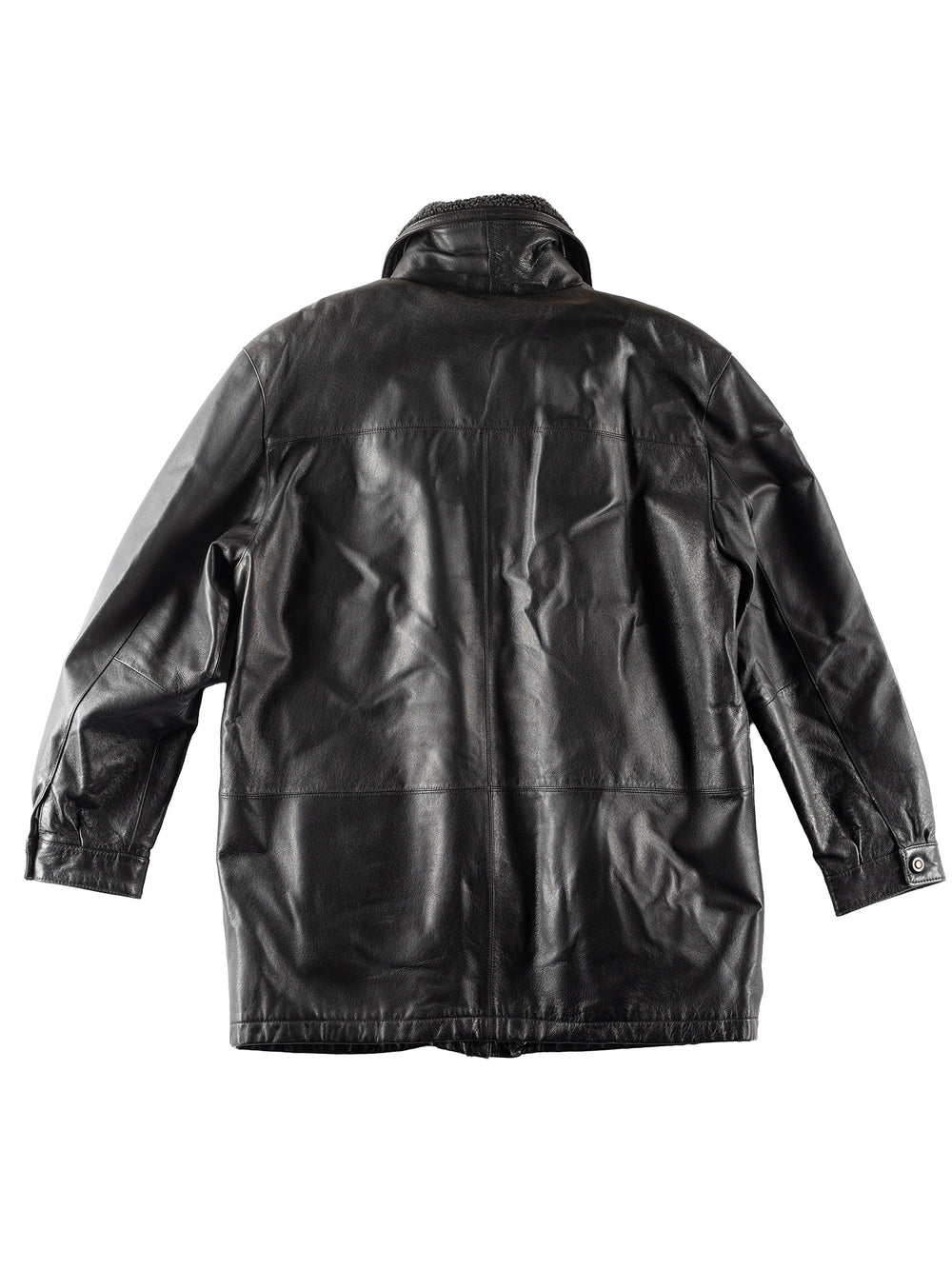 Vintage 90's Men Faux Sheepskin Coat in Black