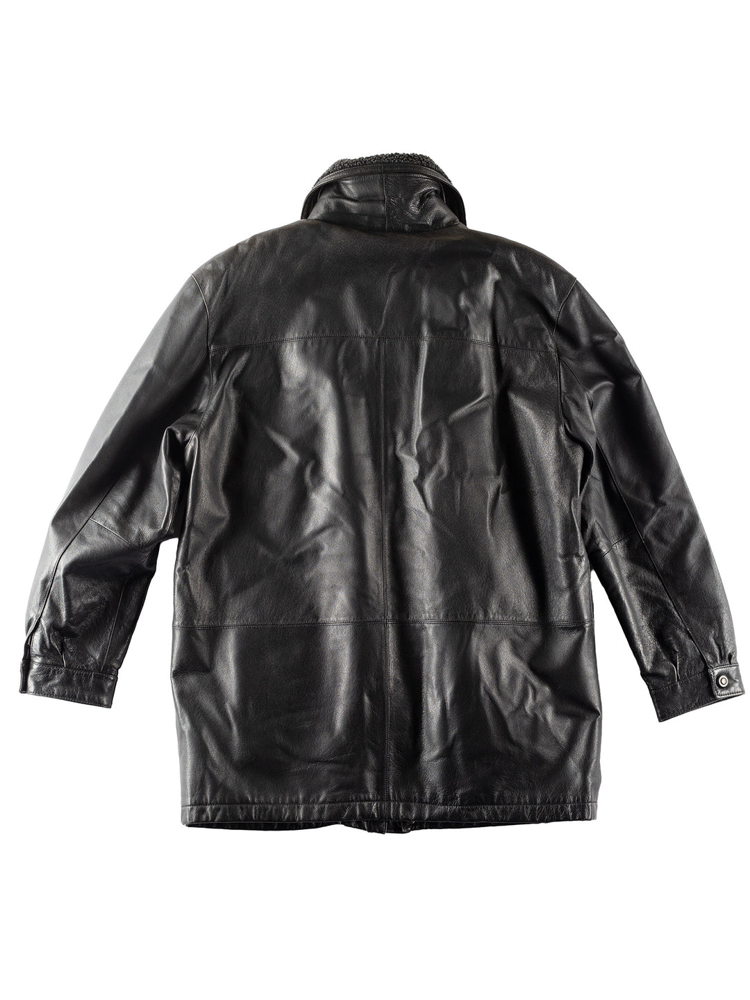 Vintage 90's Men Faux Sheepskin Coat in Black