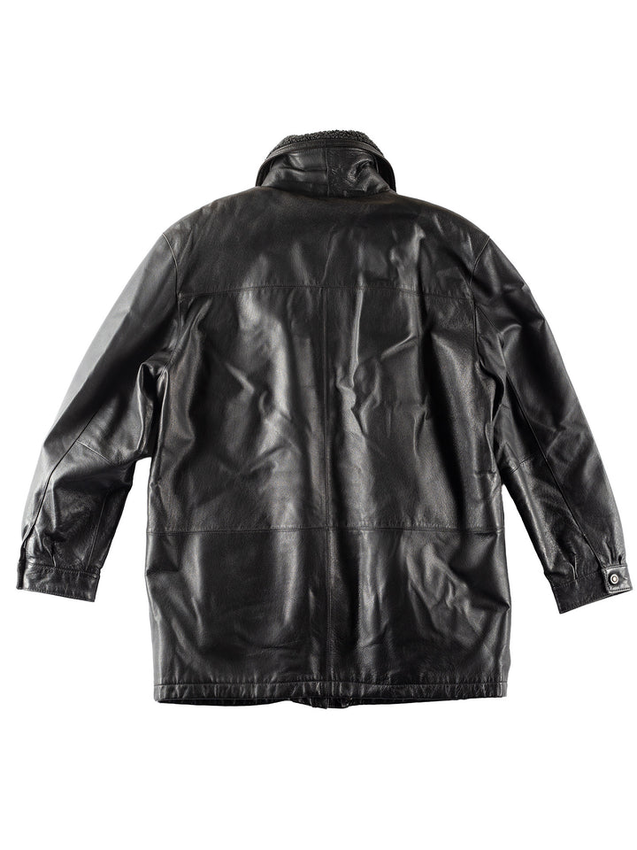 Vintage 90's Men Faux Sheepskin Coat in Black