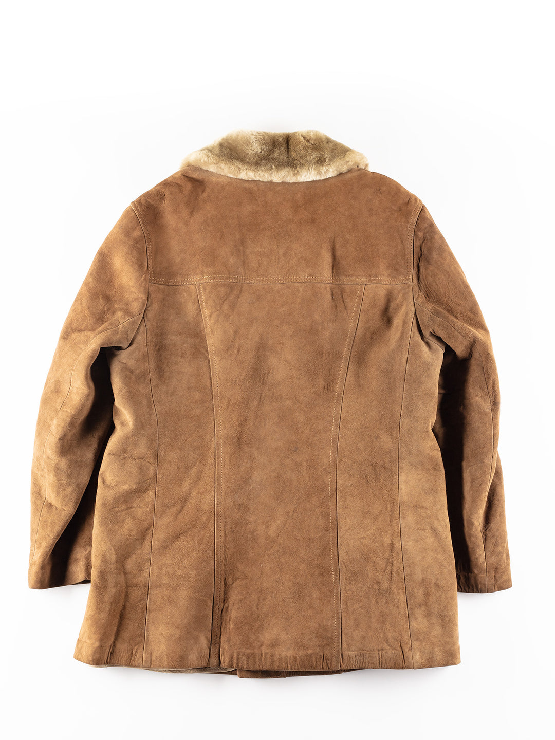 Vintage 70's Men Faux Sheepskin Coat in Brown