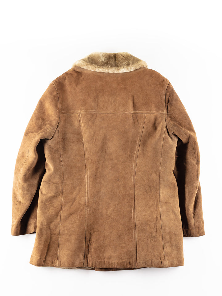 Vintage 70's Men Faux Sheepskin Coat in Brown