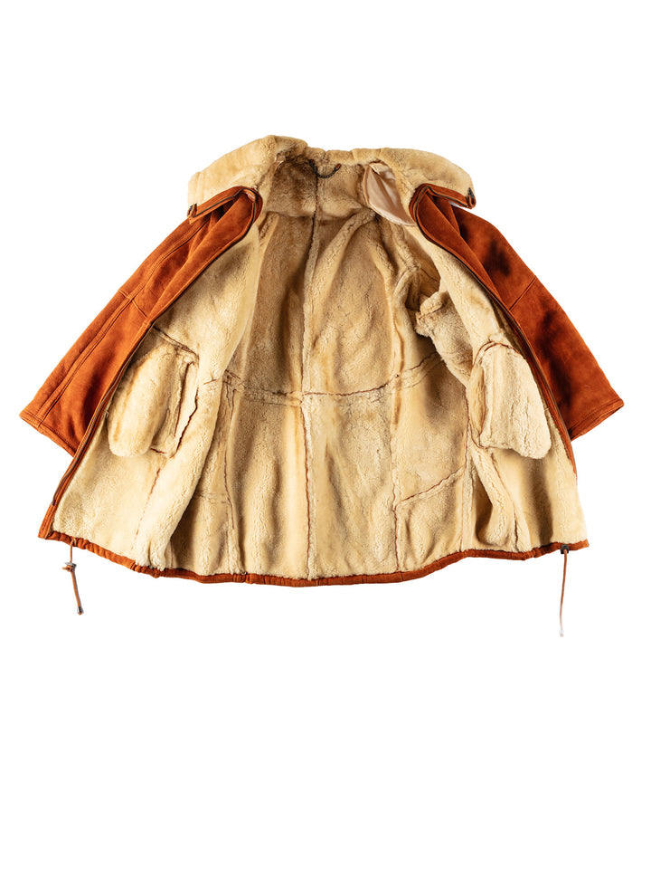 Vintage 80's Men Sheepskin Coat in OrangeVN427