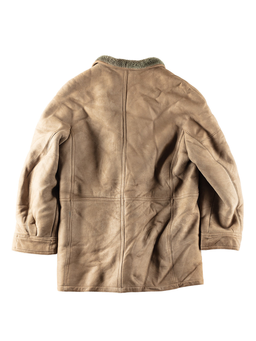 Vintage 90's Men Sheepskin Coat in Beige