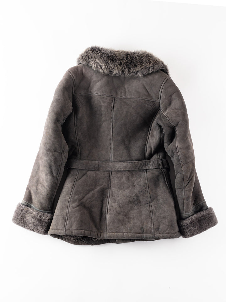 Vintage 70's Women Sheepskin Shearling Jacket in Gray