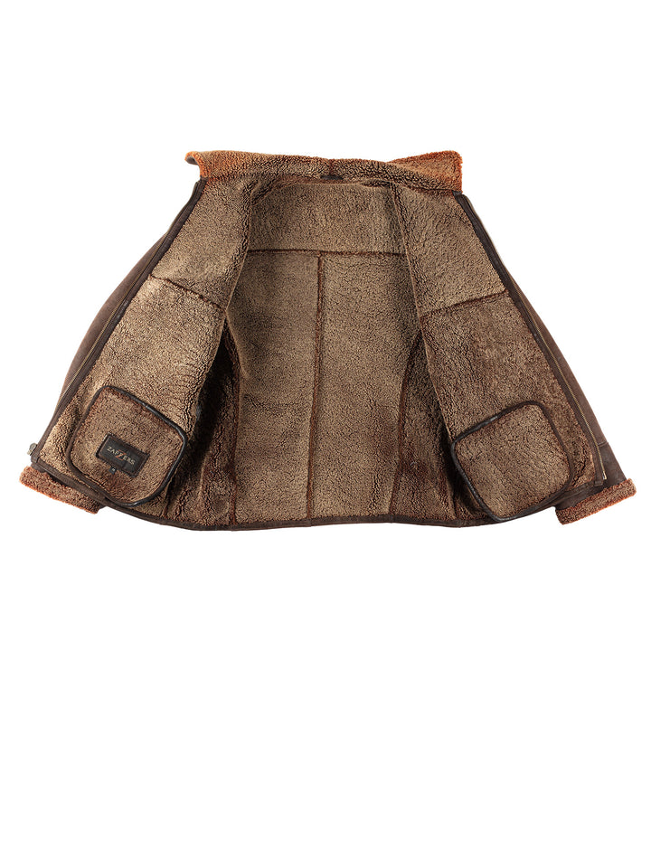 Vintage 80's Women Sheepskin Jacket in BrownMN266
