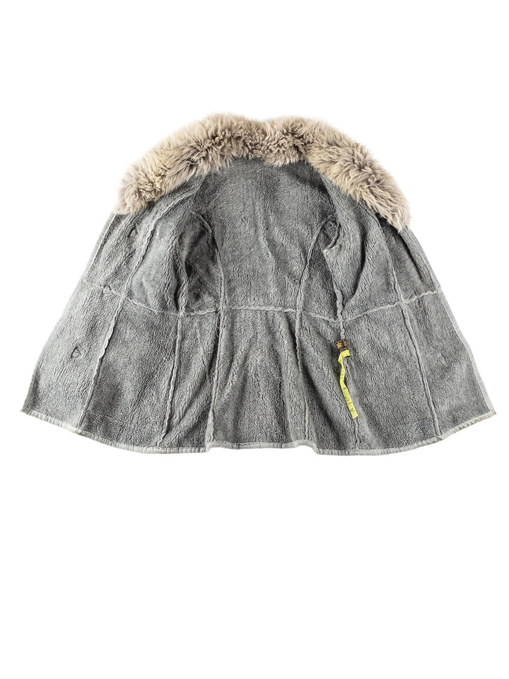 Vintage Women Faux Sheepskin Coat in GrayMN311