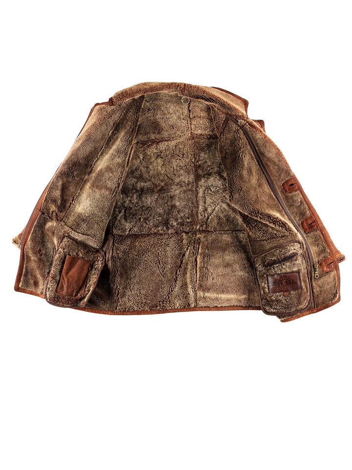 Vintage 80's Men Sheepskin Coat in BrownVN437
