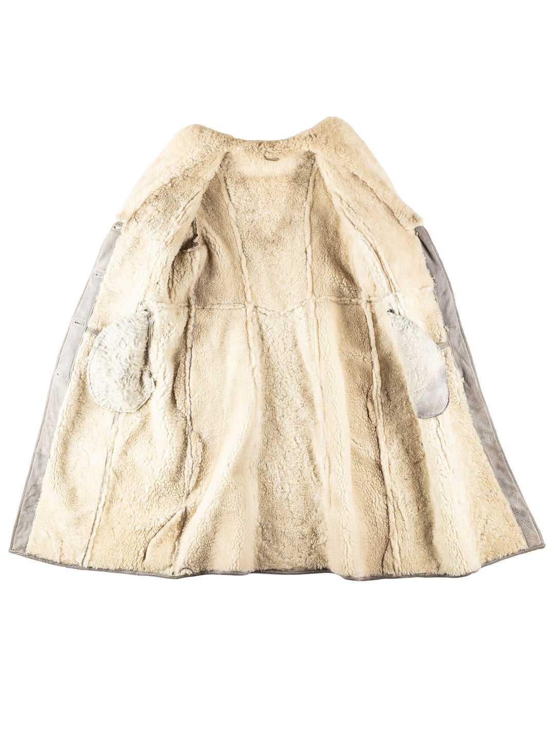 Vintage 80's Women Sheepskin Coat in GrayMN309