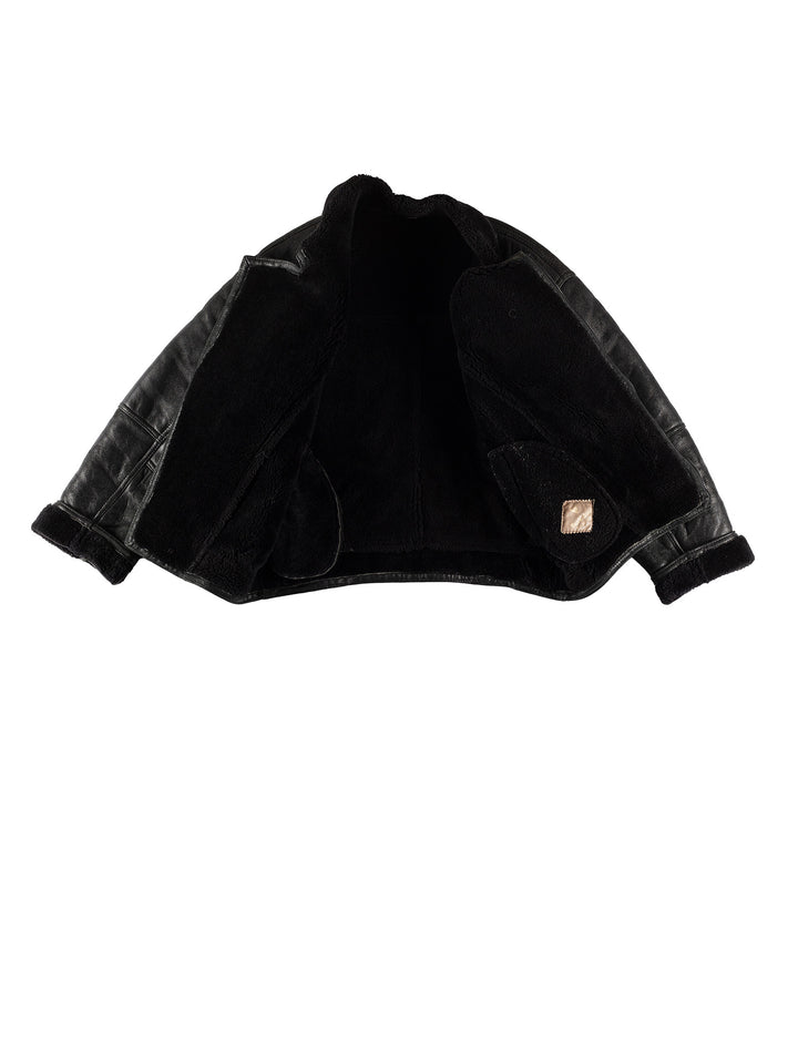 Vintage 80's Men Sheepskin Jacket in BlackVN621