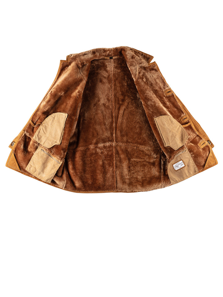 Vintage 80's Men Sheepskin Coat in BrownVN698