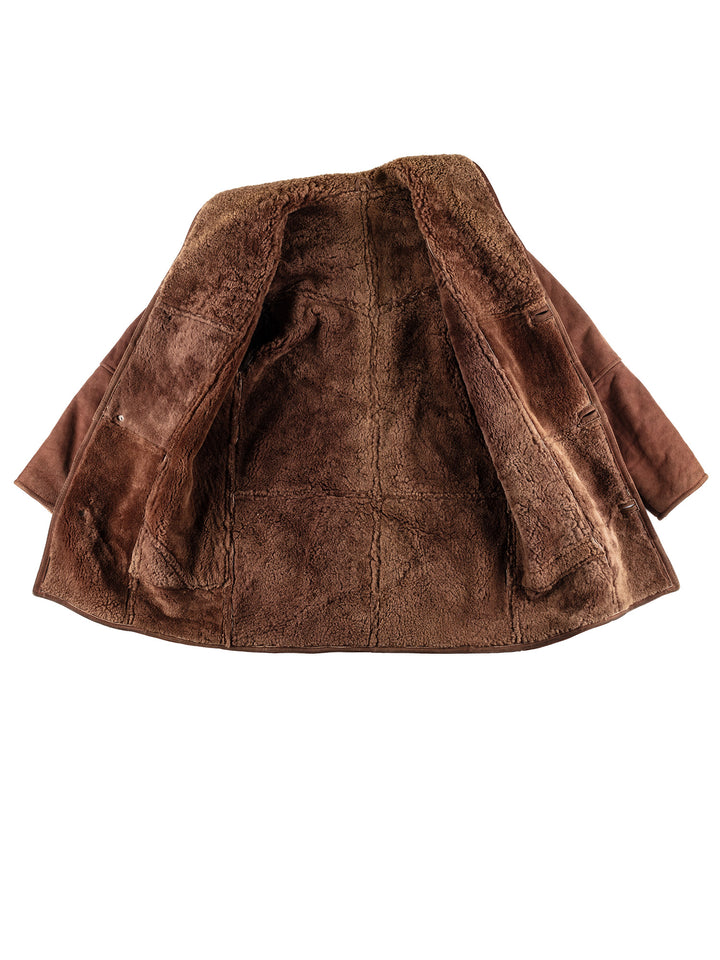 Vintage 80's Men Sheepskin Coat in BrownVN438