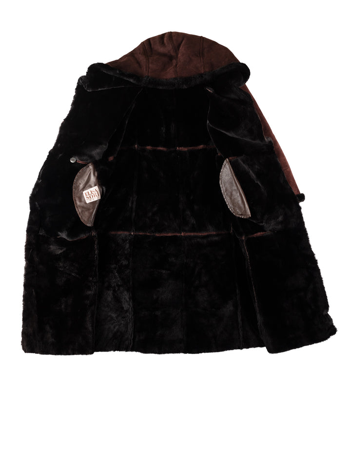 Vintage 80's Women Sheepskin Coat in BrownMN546