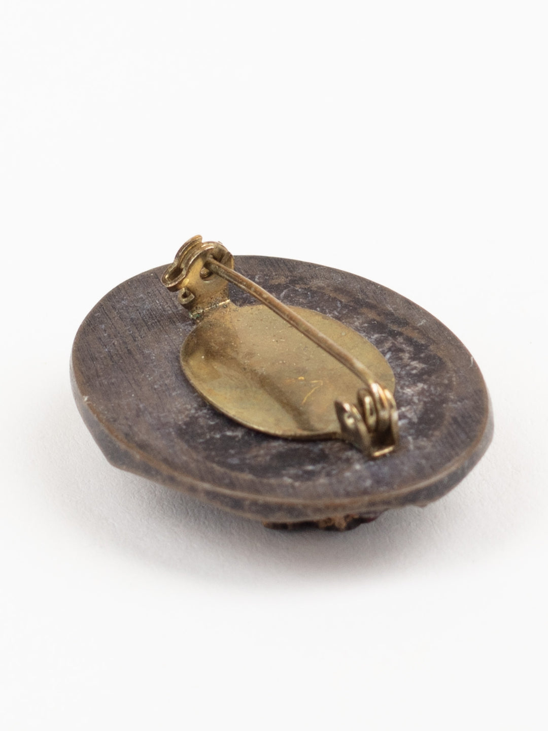 Antique 1920s Carved Floral Brooch in Painted Bakelite, Rustic Botanical Pin with Brass Backing, Handcrafted Vintage Jewelry Gift