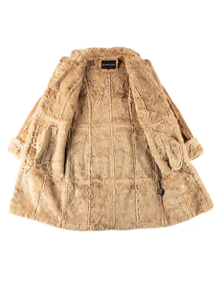 Vintage 80's Women Faux Sheepskin Coat in BrownMN363