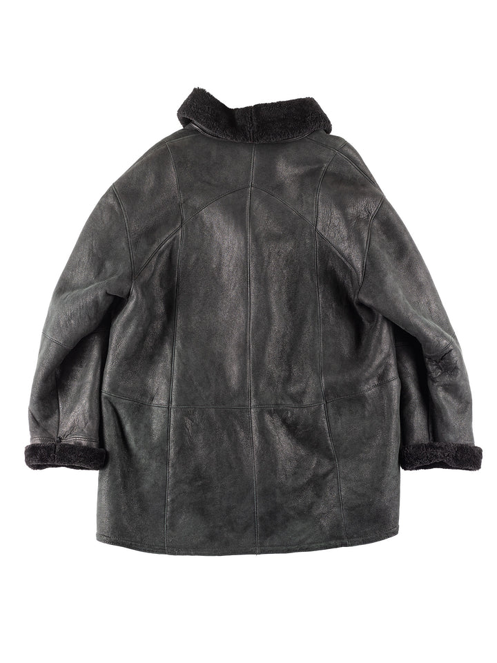 Vintage 90's Women Sheepskin Coat in Black