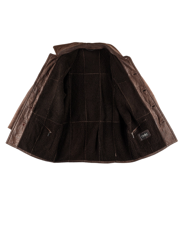 Vintage 80's Men Sheepskin Coat in BrownVN468