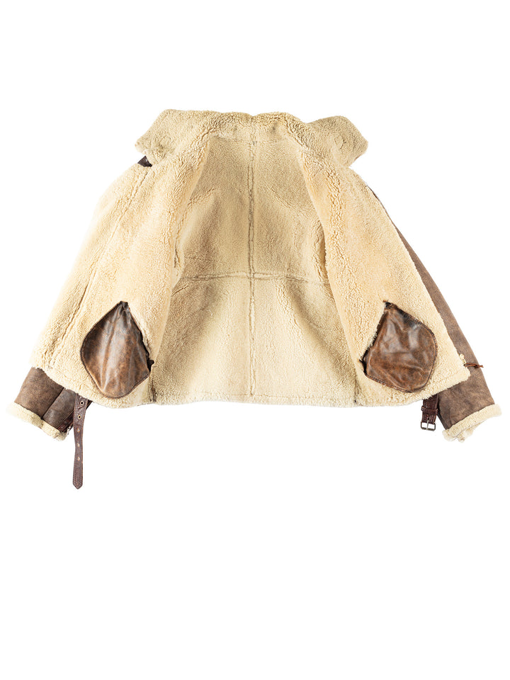 Vintage 80's Men Sheepskin Jacket in BrownVN268
