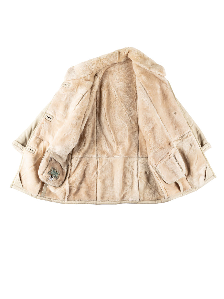Vintage 80's Women Sheepskin Coat in BeigeMN579