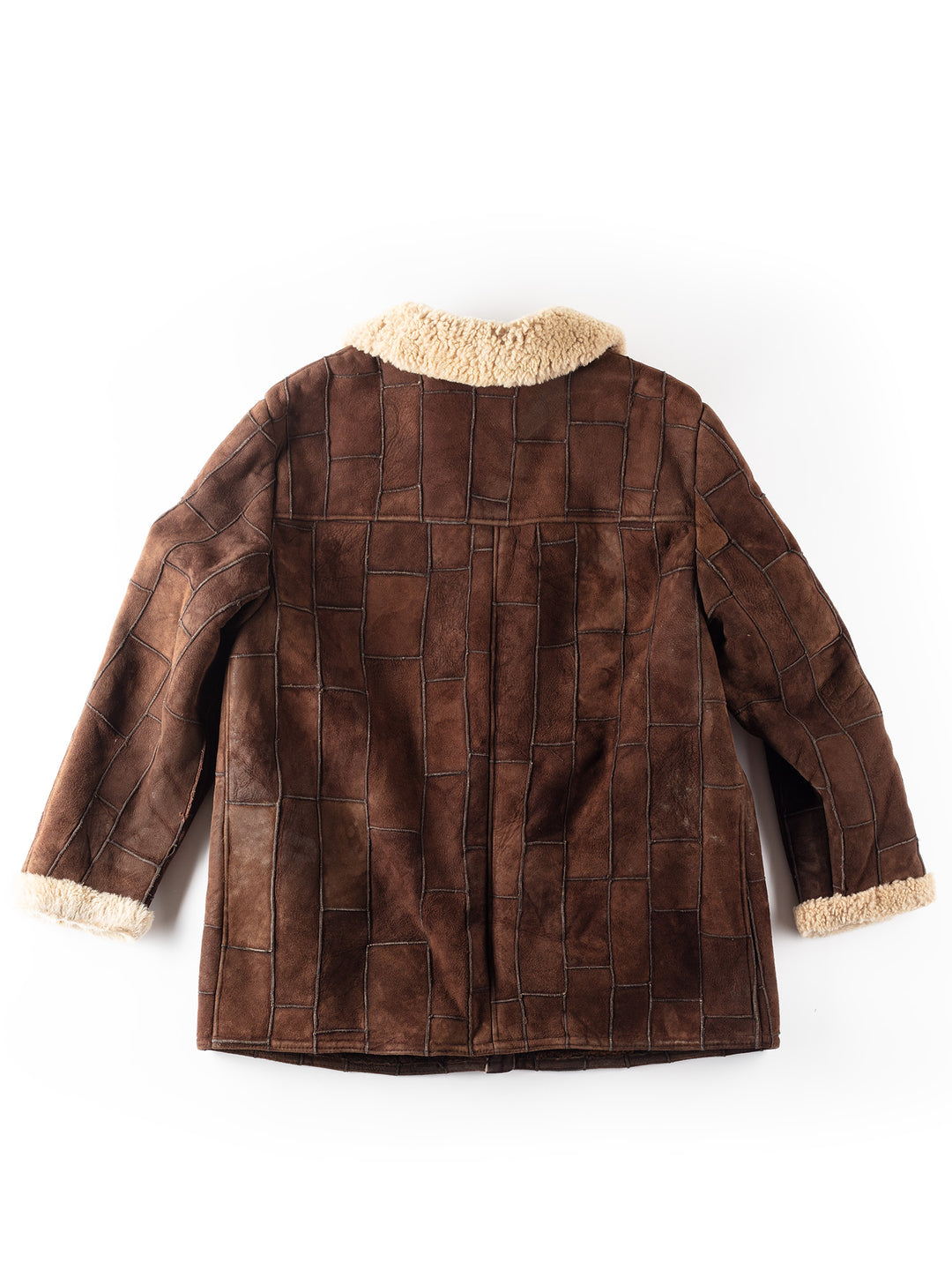 Vintage 80's Women Sheepskin Shearling Coat in Brown