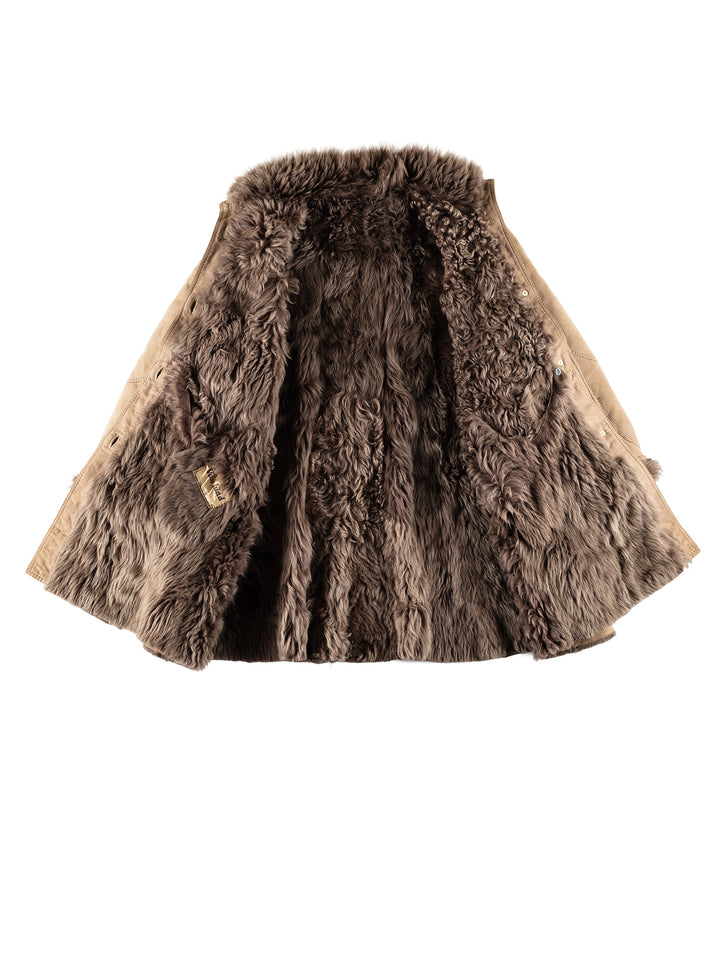 Vintage 80's Women Sheepskin Coat in BeigeMN799