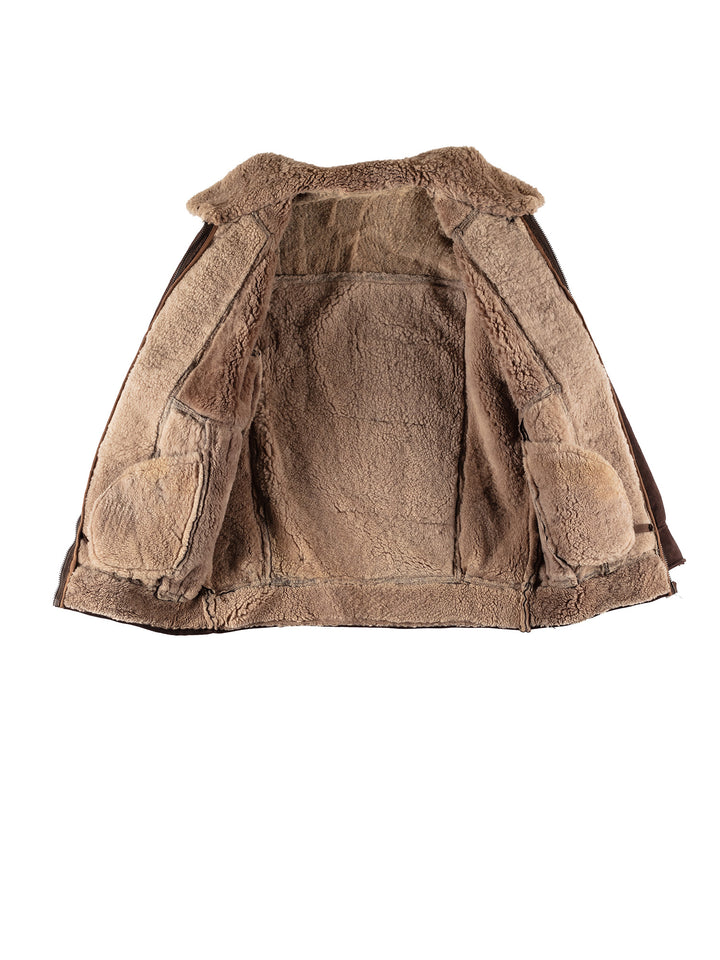 Vintage 80's Men Sheepskin Coat in BrownVN690