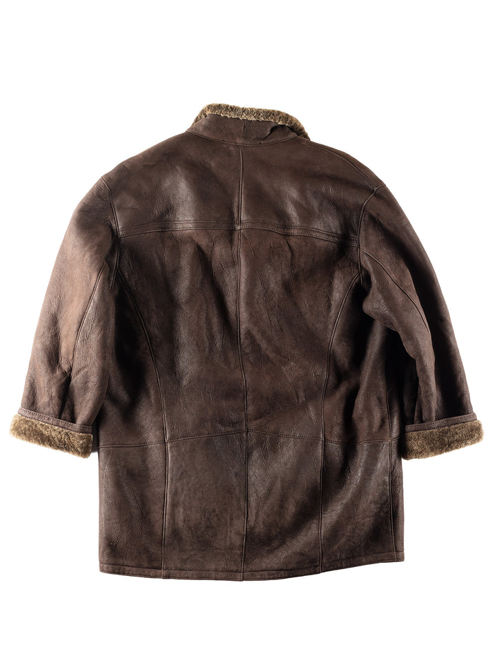 Vintage 80's Men Sheepskin Coat in Brown
