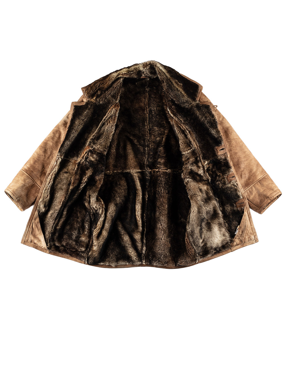 Vintage 80's Men Sheepskin Coat in BrownVN626