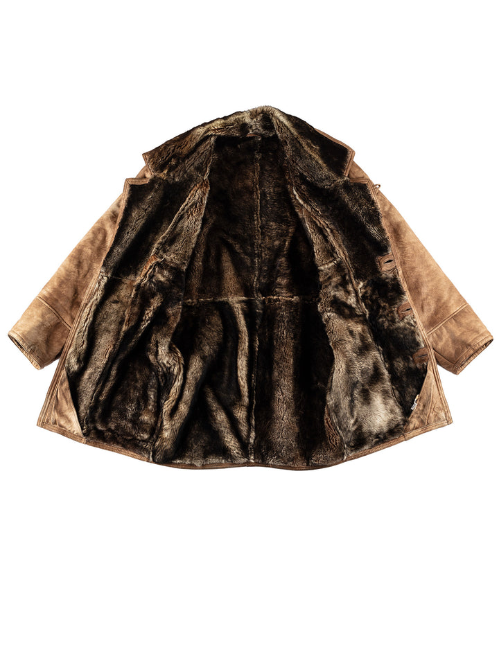 Vintage 80's Men Sheepskin Coat in BrownVN626